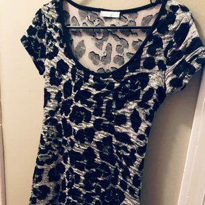 Animal Print Black and White Ruched Mini Dress